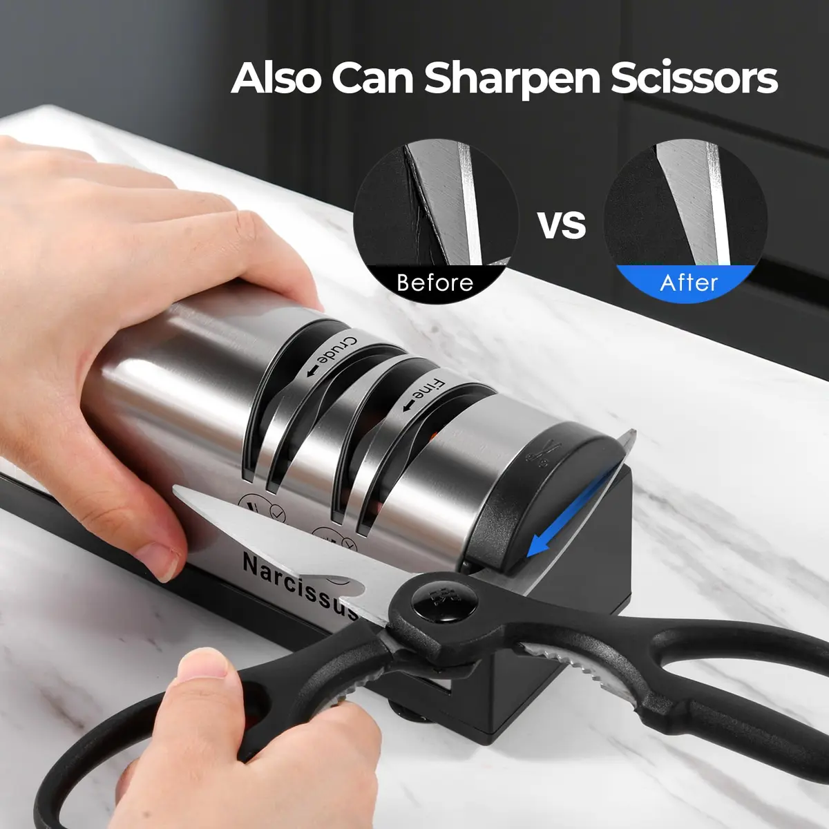 Narcissus Electric Knife Sharpener QN-M866 798g (1.76 lbs) | Professional 2-Stage Sharpening with Scissors Slot - view 5