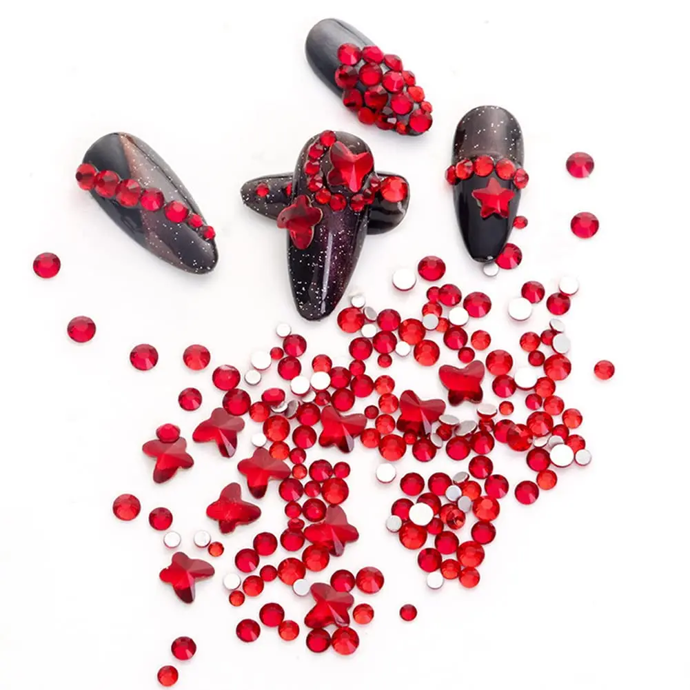 La Jolie Jasmin Craft Bead 735 Pieces Red Rhinestones for Nails | High-Quality Glass, Easy Application, Multiple Uses - view 2