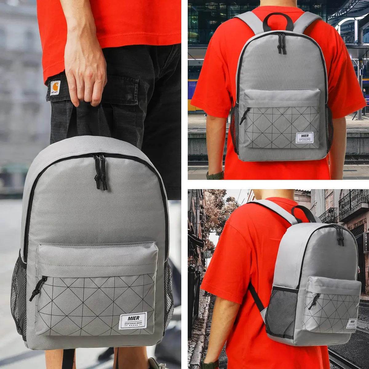 MIER Insulated Backpack Cooler Small Lunch Bookbag for Women Men, Grey | 15L Capacity, Leakproof & Lightweight - view 6