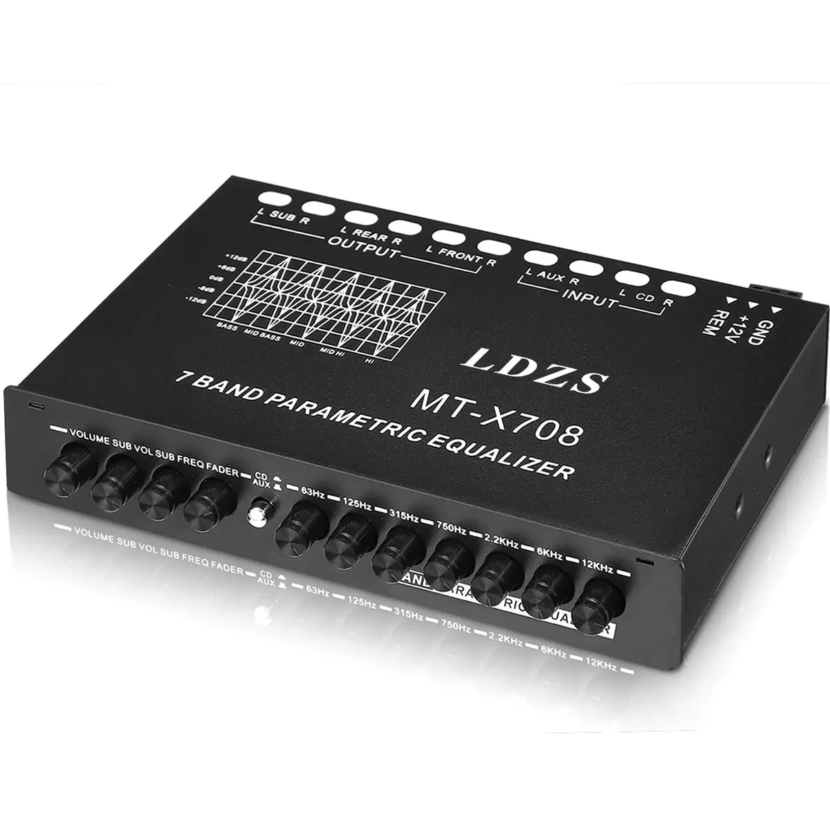 Facmogu 7-Band Car Audio Equalizer EQ with 8V RMS Output, 18cm x 15.7cm x 3.7cm | Graphic EQ for Enhanced Car Sound - main product image