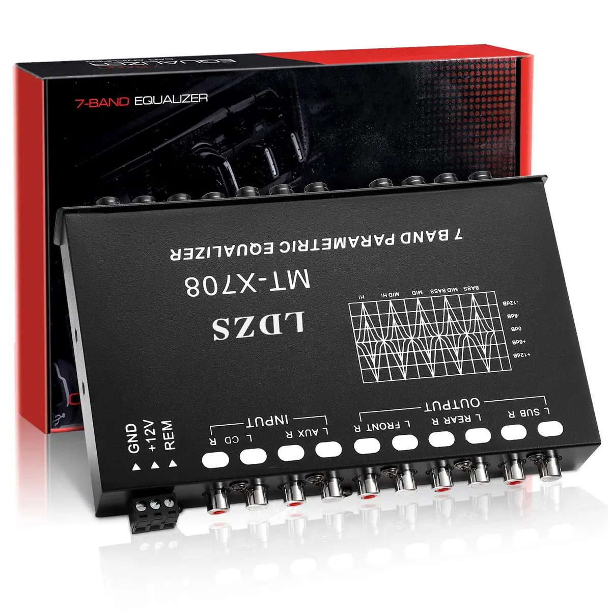 Facmogu 7-Band Car Audio Equalizer EQ with 8V RMS Output, 18cm x 15.7cm x 3.7cm | Graphic EQ for Enhanced Car Sound - view 7