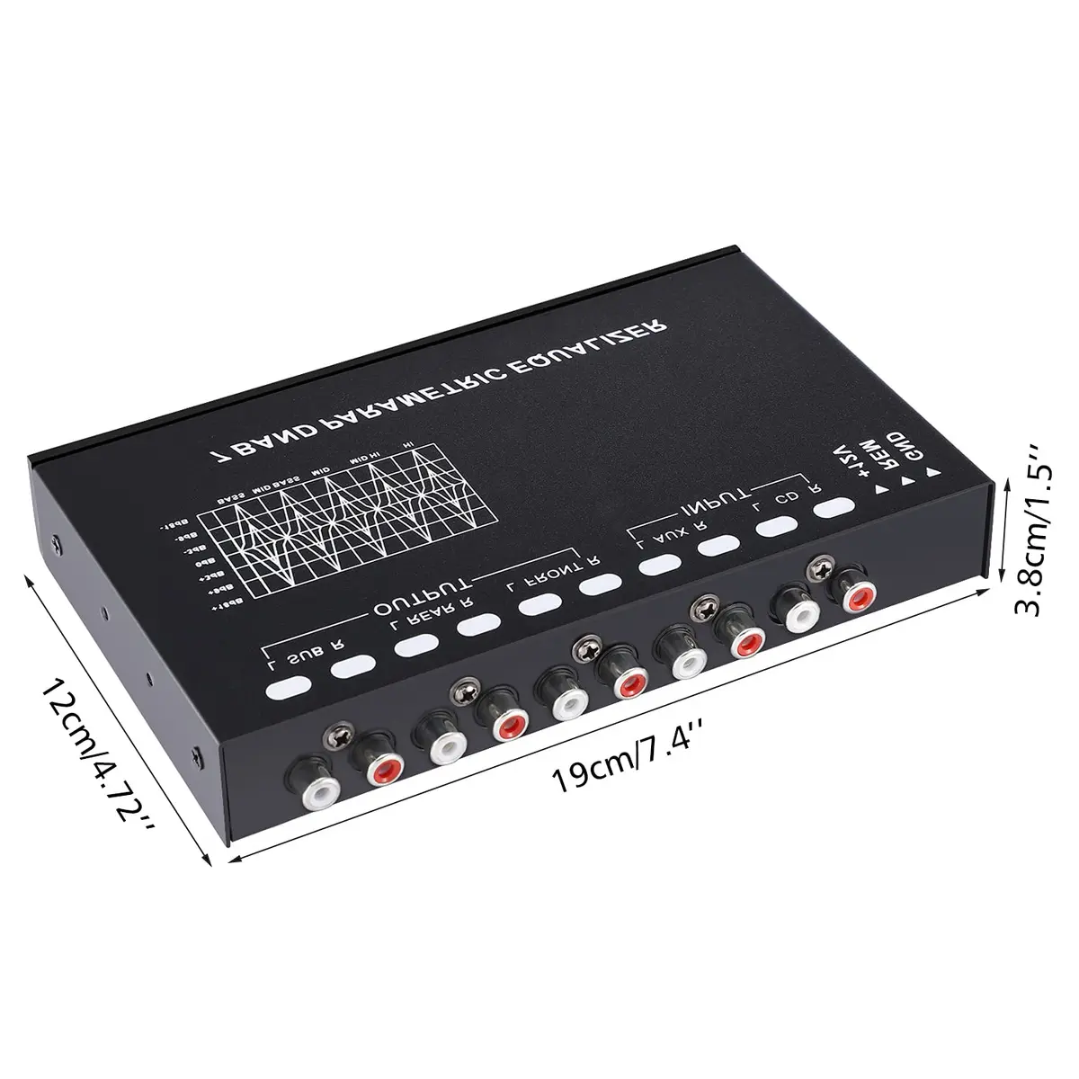 Facmogu 7-Band Car Audio Equalizer EQ with 8V RMS Output, 18cm x 15.7cm x 3.7cm | Graphic EQ for Enhanced Car Sound - view 8