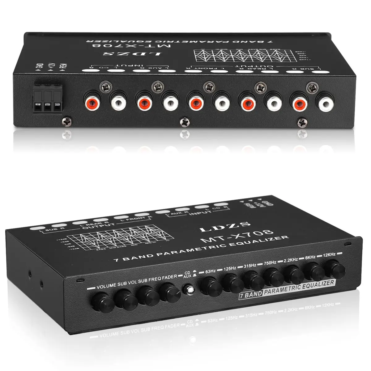 Facmogu 7-Band Car Audio Equalizer EQ with 8V RMS Output, 18cm x 15.7cm x 3.7cm | Graphic EQ for Enhanced Car Sound - view 2