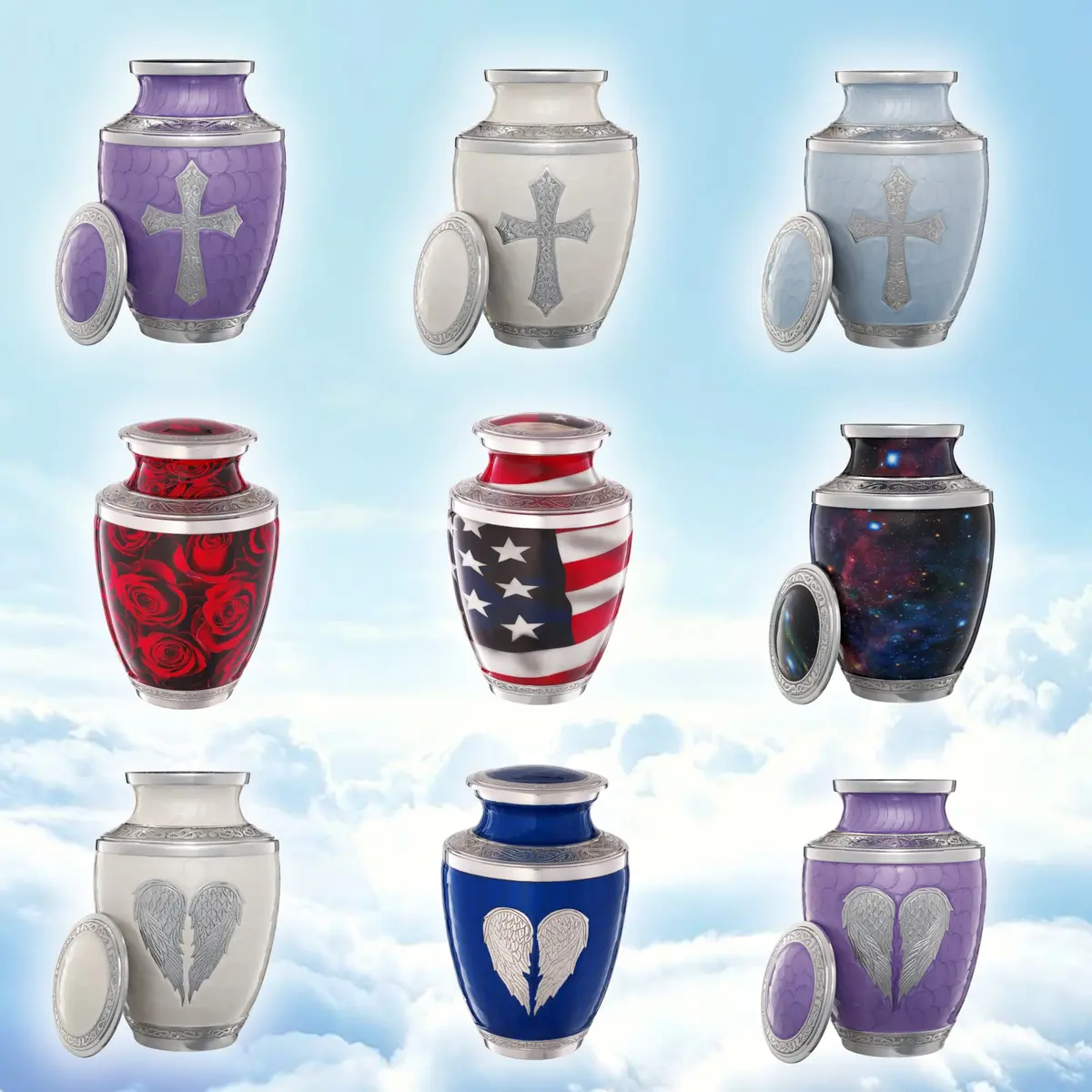Olivia Memorials White Urn for Ashes 10x7 in | Religious Cross Handcrafted Elegance - view 8