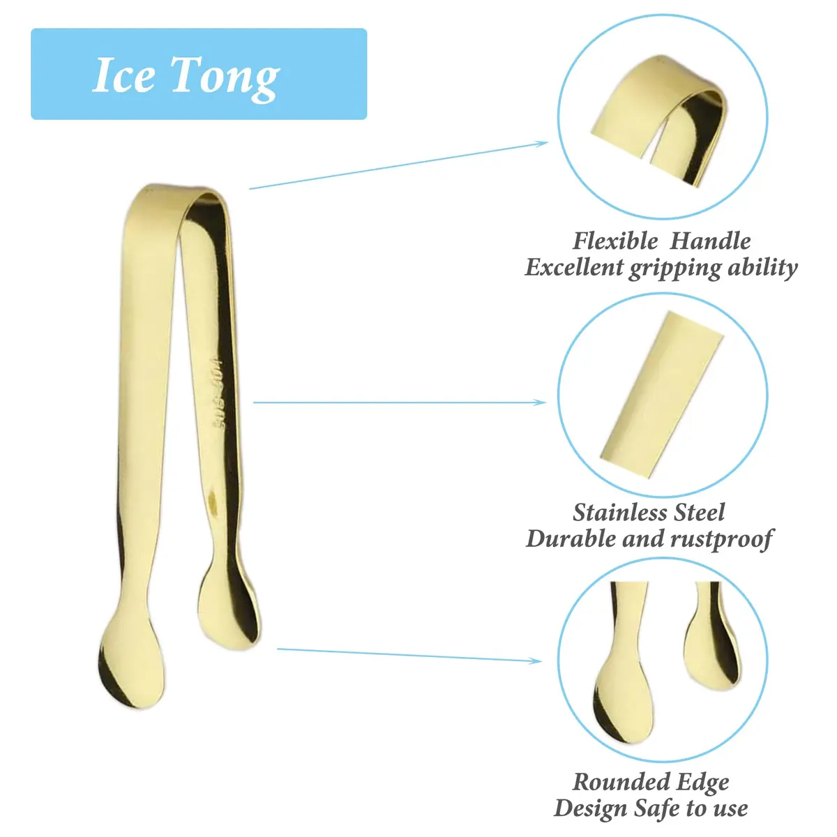 Sunenlyst 6PCS Mini Sugar Tongs 13cm (4.25 Inch) | Food Grade Stainless Steel Appetizer Tongs - view 3