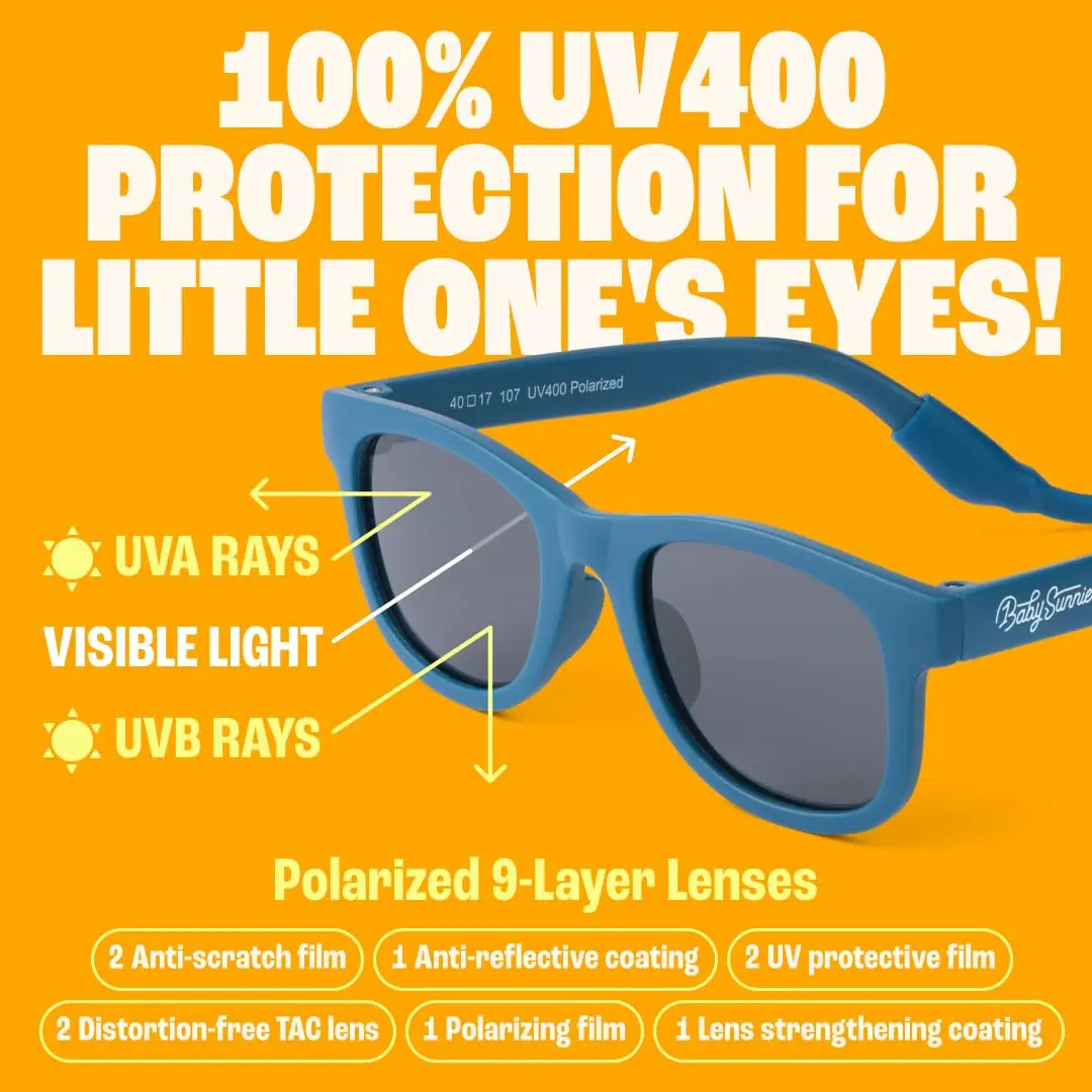 BABY SUNNIES Polarized Baby Sunglasses Navy Blue 0-24 Months | UV400 Polarized, BPA-Free, Unbreakable, Adjustable Strap - view 5
