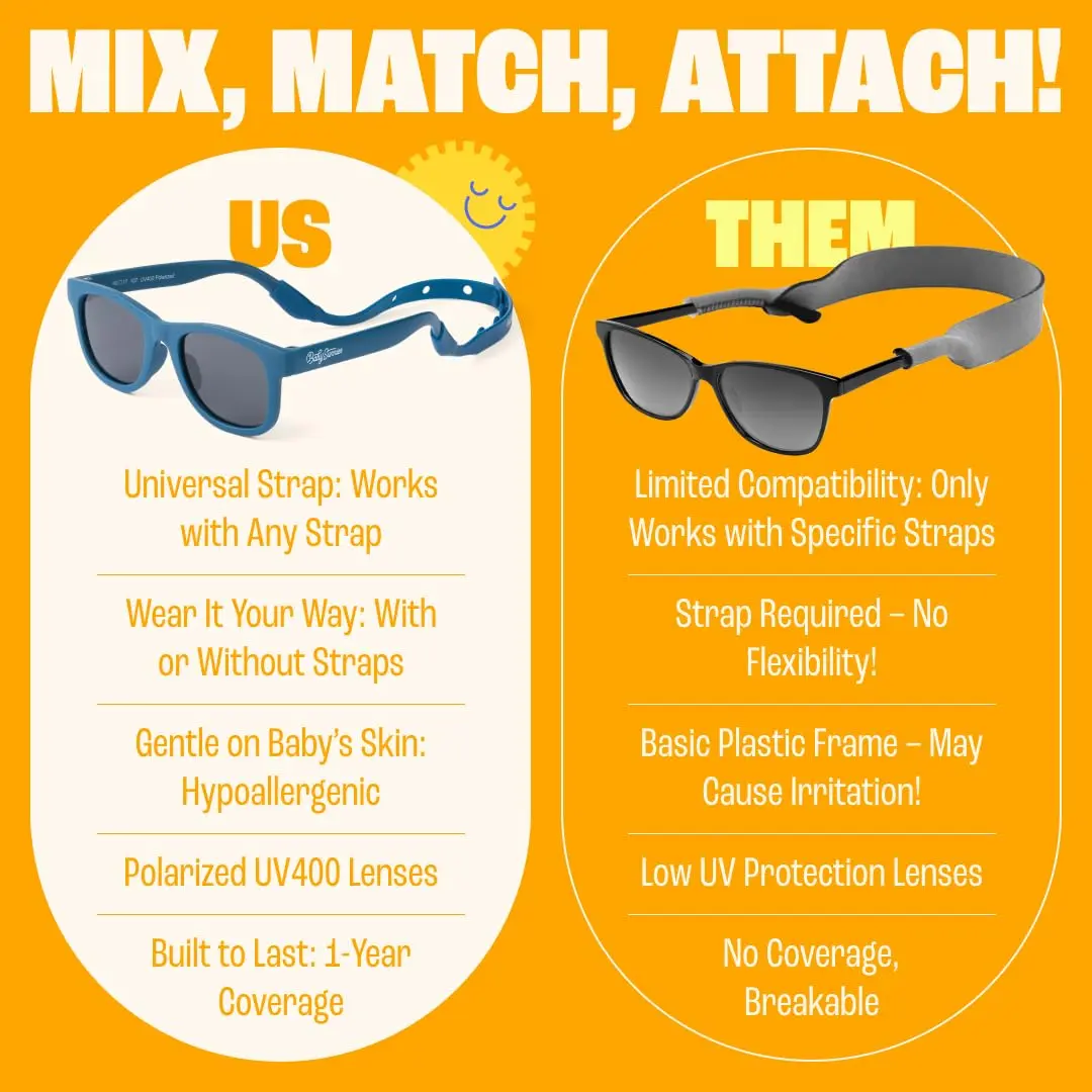 BABY SUNNIES Polarized Baby Sunglasses Navy Blue 0-24 Months | UV400 Polarized, BPA-Free, Unbreakable, Adjustable Strap - view 3