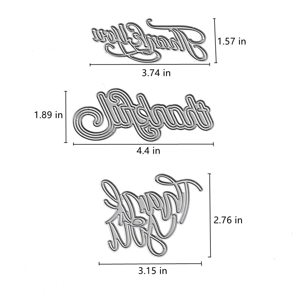 AHTOLS Thank You Alphabet Cutting Dies Set | 3 Kinds Metal Embossing Stencils for Card Scrapbooking - view 2