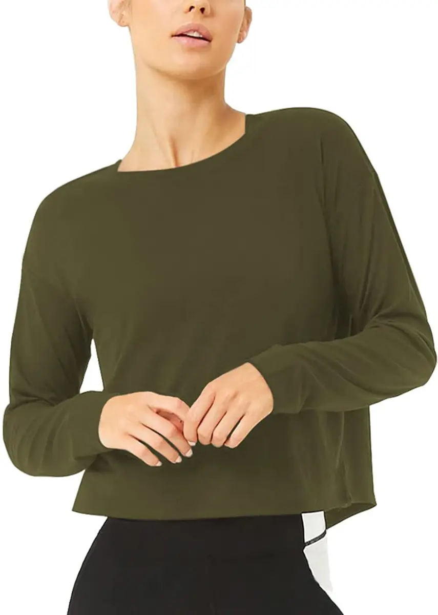 Bestisun Women Yoga Workout Tops Backless Exercise Clothes Army Green S | Breathable, Loose Fit, Open Back - view 5