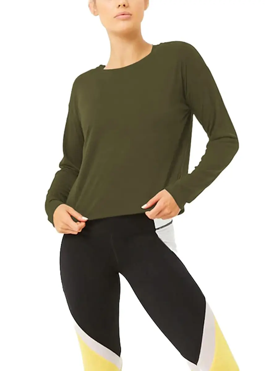 Bestisun Women Yoga Workout Tops Backless Exercise Clothes Army Green S | Breathable, Loose Fit, Open Back - view 2
