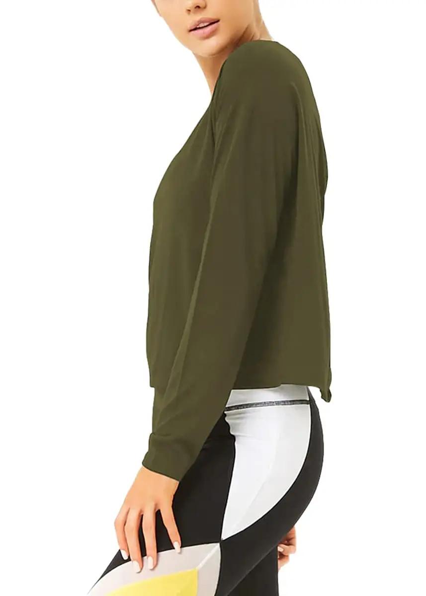 Bestisun Women Yoga Workout Tops Backless Exercise Clothes Army Green S | Breathable, Loose Fit, Open Back - view 3