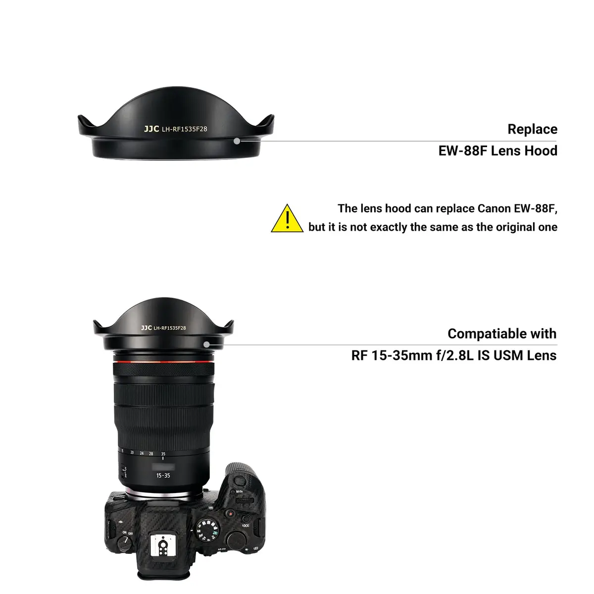 JJC Lens Hood for Canon RF 15-35mm F2.8L IS USM | Replaces Canon EW-88F, Reversible, Lightweight & Durable - view 6