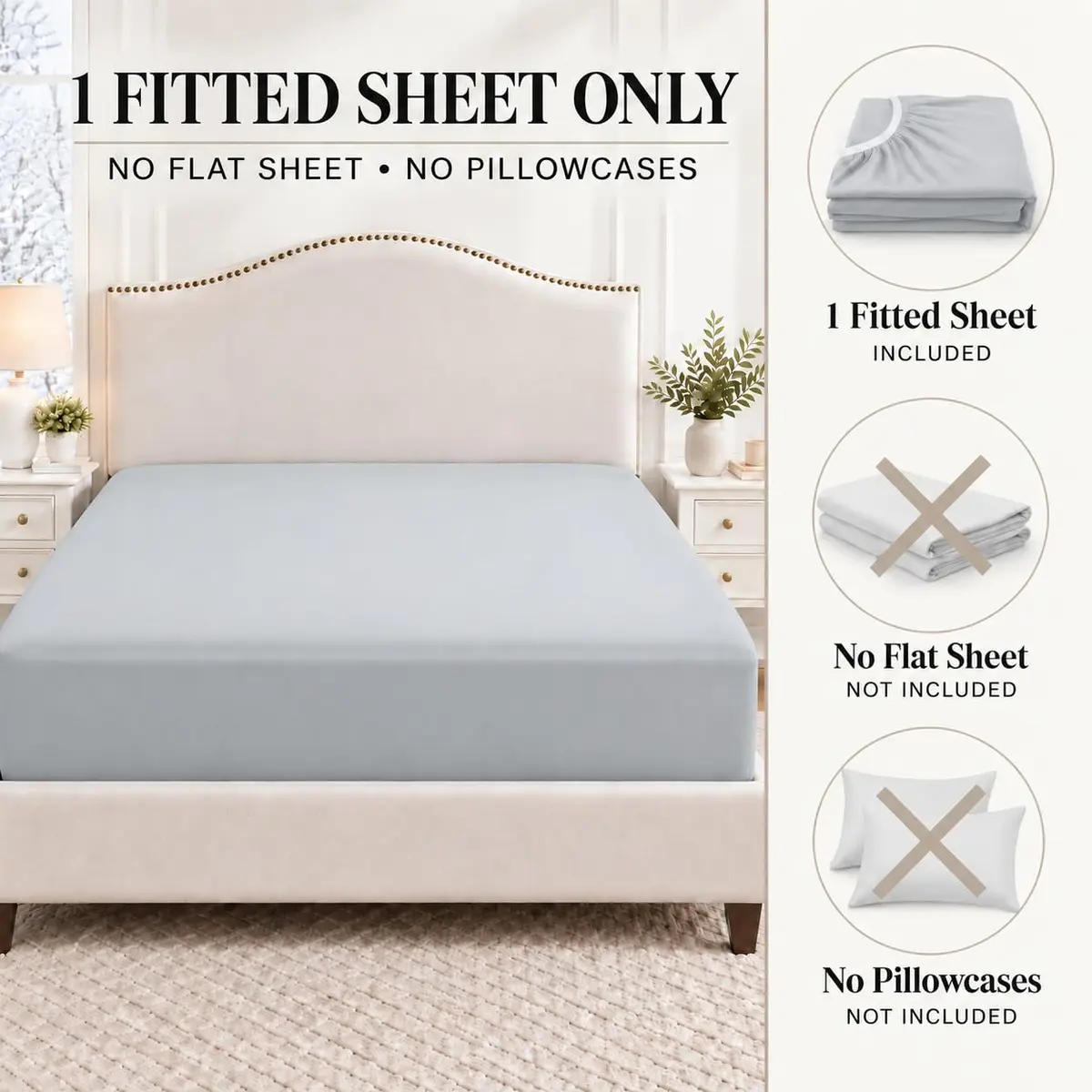 Cathay Home Queen Fitted Sheet Only, 14" Deep Pocket Ultra Soft, Light Gray | Hypoallergenic Microfiber Bedding - view 5