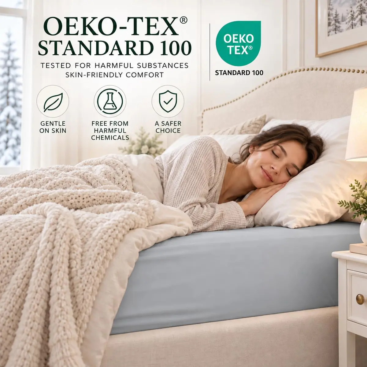 Cathay Home Queen Fitted Sheet Only, 14" Deep Pocket Ultra Soft, Light Gray | Hypoallergenic Microfiber Bedding - view 6