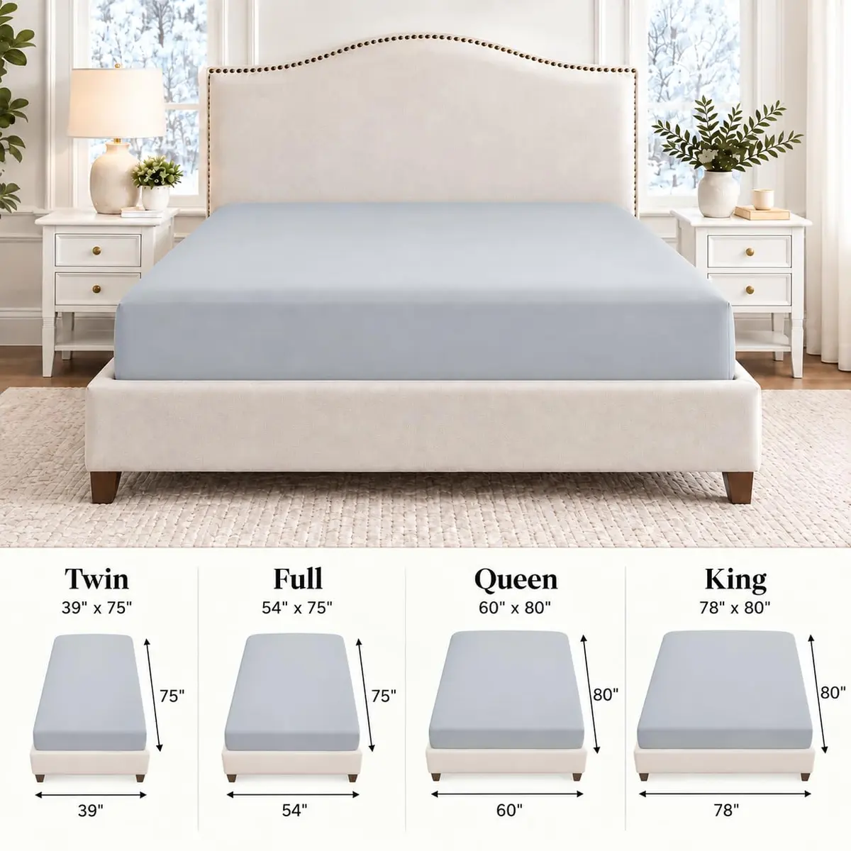 Cathay Home Queen Fitted Sheet Only, 14" Deep Pocket Ultra Soft, Light Gray | Hypoallergenic Microfiber Bedding - view 7