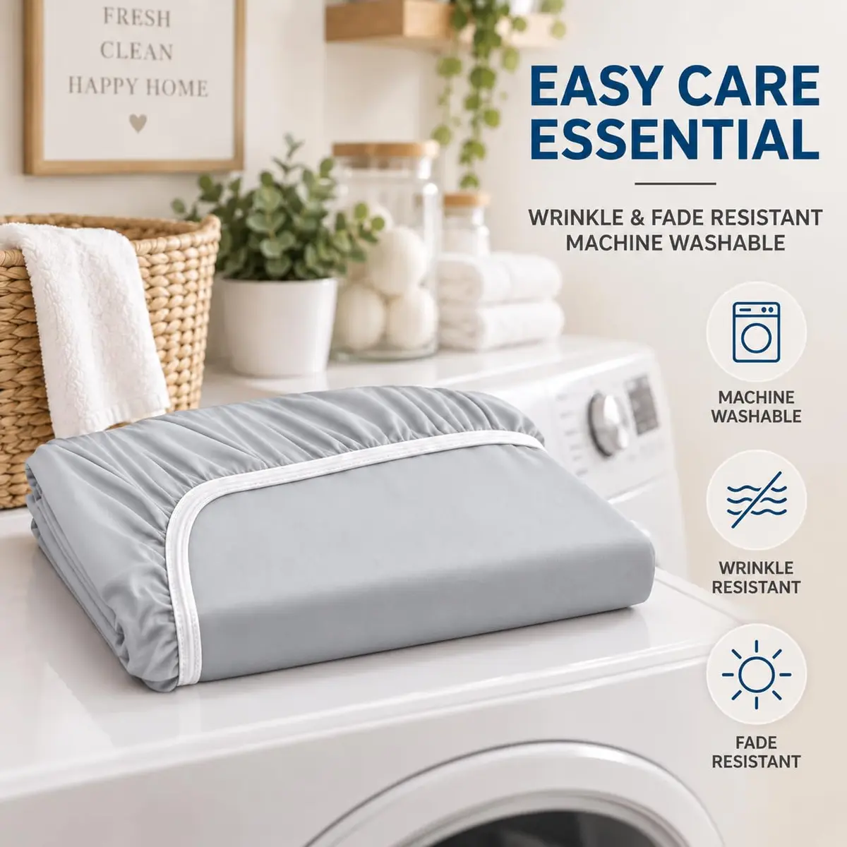 Cathay Home Queen Fitted Sheet Only, 14" Deep Pocket Ultra Soft, Light Gray | Hypoallergenic Microfiber Bedding - view 8