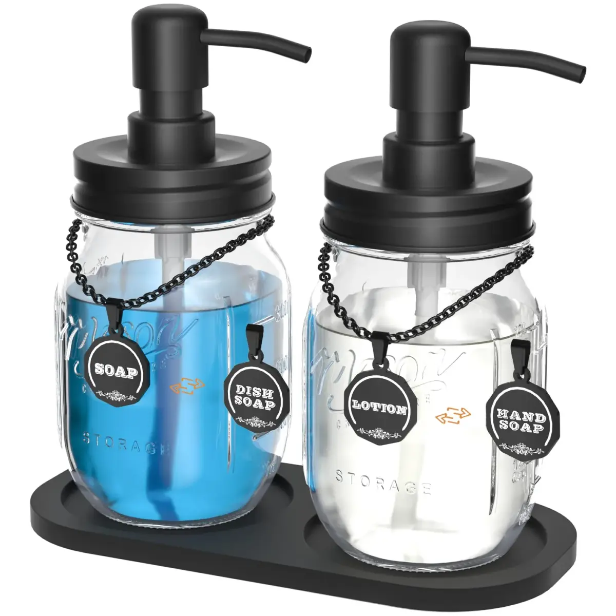HvOvMvE Black 2 pcs Label Set | Double-Sided Stainless Steel Tags for Dispensers - view 5