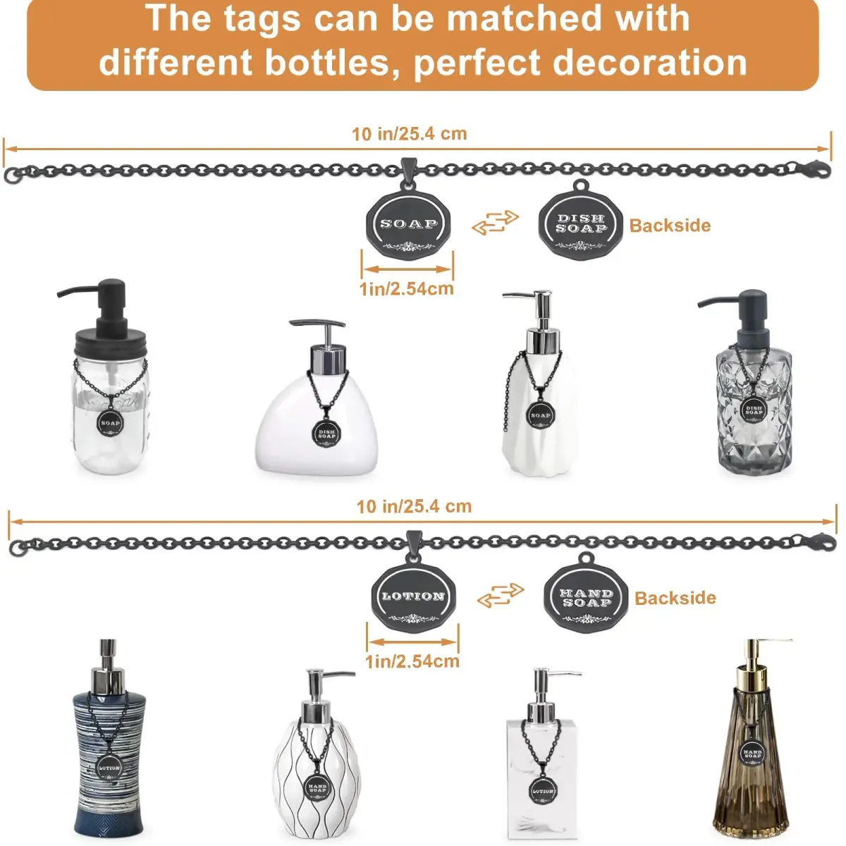 HvOvMvE Black 2 pcs Label Set | Double-Sided Stainless Steel Tags for Dispensers - view 4