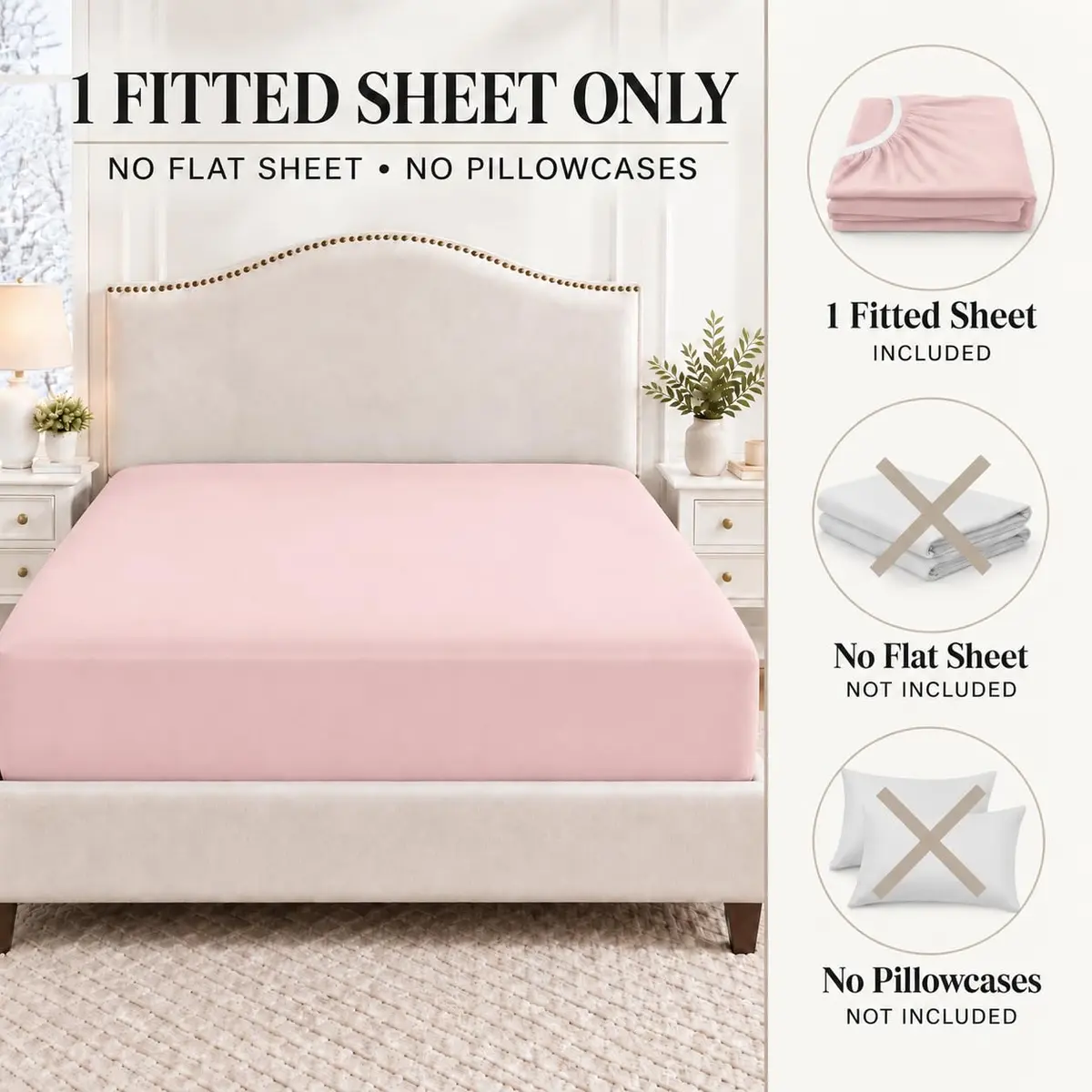 Cathay Home King Fitted Sheet Only, 14" Deep Pocket, Blush | Ultra Soft Microfiber, Hypoallergenic, OEKO-TEX Certified - view 5