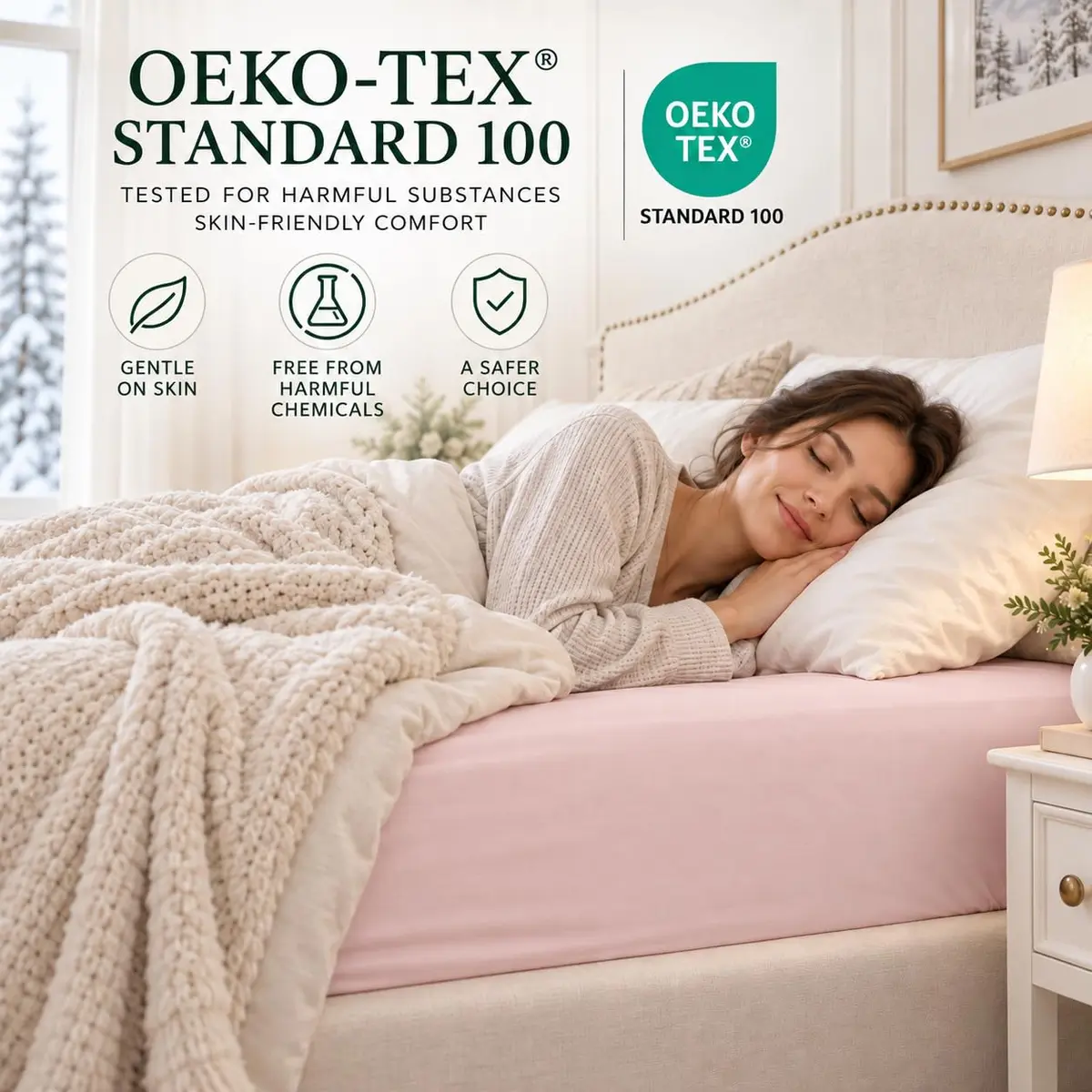 Cathay Home King Fitted Sheet Only, 14" Deep Pocket, Blush | Ultra Soft Microfiber, Hypoallergenic, OEKO-TEX Certified - view 6
