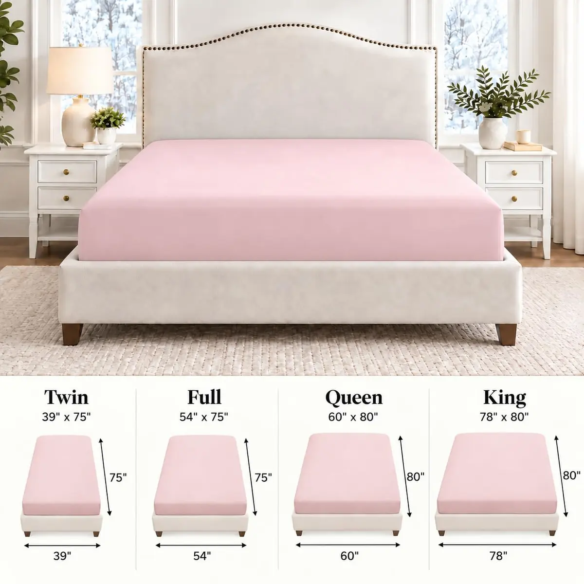 Cathay Home King Fitted Sheet Only, 14" Deep Pocket, Blush | Ultra Soft Microfiber, Hypoallergenic, OEKO-TEX Certified - view 7