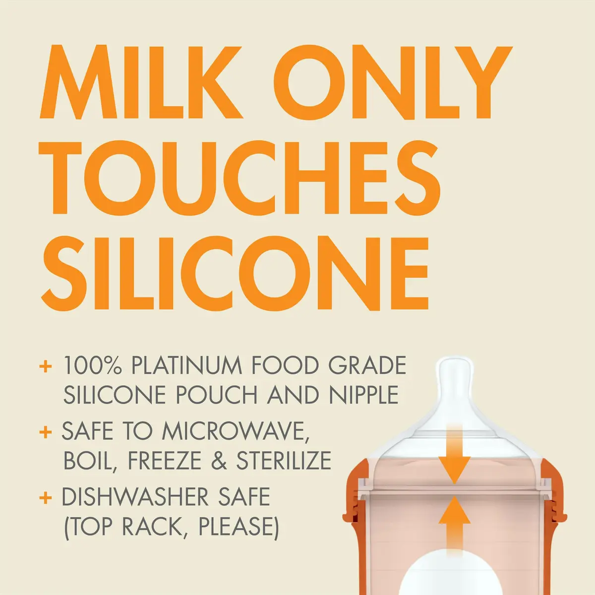 Boon Nursh Silicone Baby Bottles - Speckle - 8 Oz (237ml) - 3 Count | Air-Free Feeding Reduces Colic Symptoms - view 4