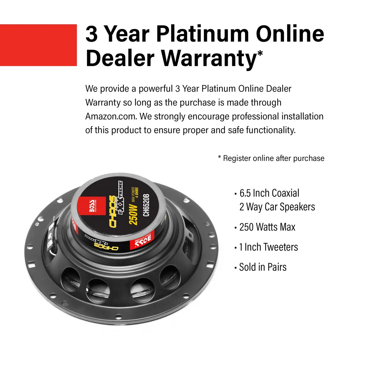 BOSS Audio Systems CH6520B 6.5 Inch Car Speakers (Pair) | 250 Watts, 2 Way, Full Range, 4 Ohms - view 5