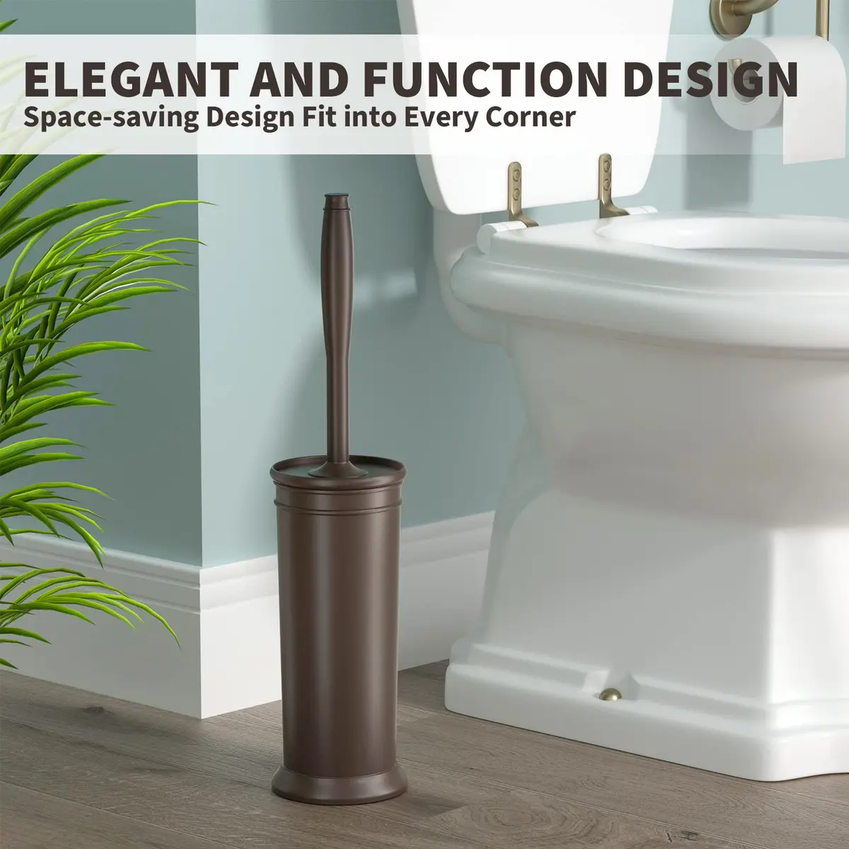 UPTRONIC Toilet Bowl Brush with Extra Long Handle & Holder | Brown, 1 Set - view 6