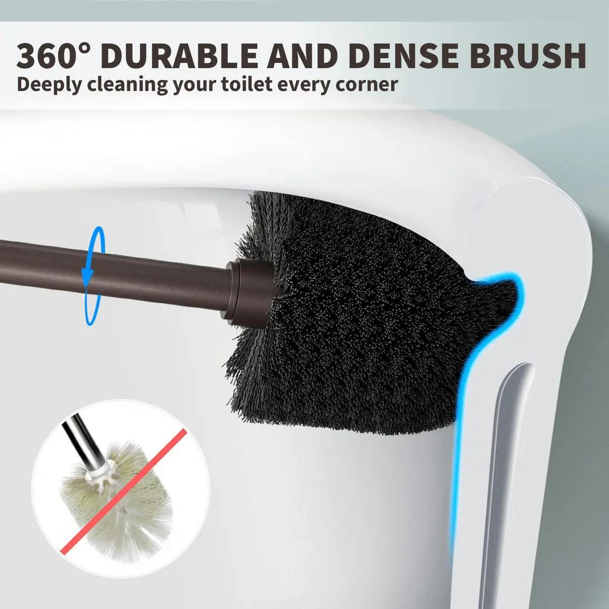 UPTRONIC Toilet Bowl Brush with Extra Long Handle & Holder | Brown, 1 Set - view 2