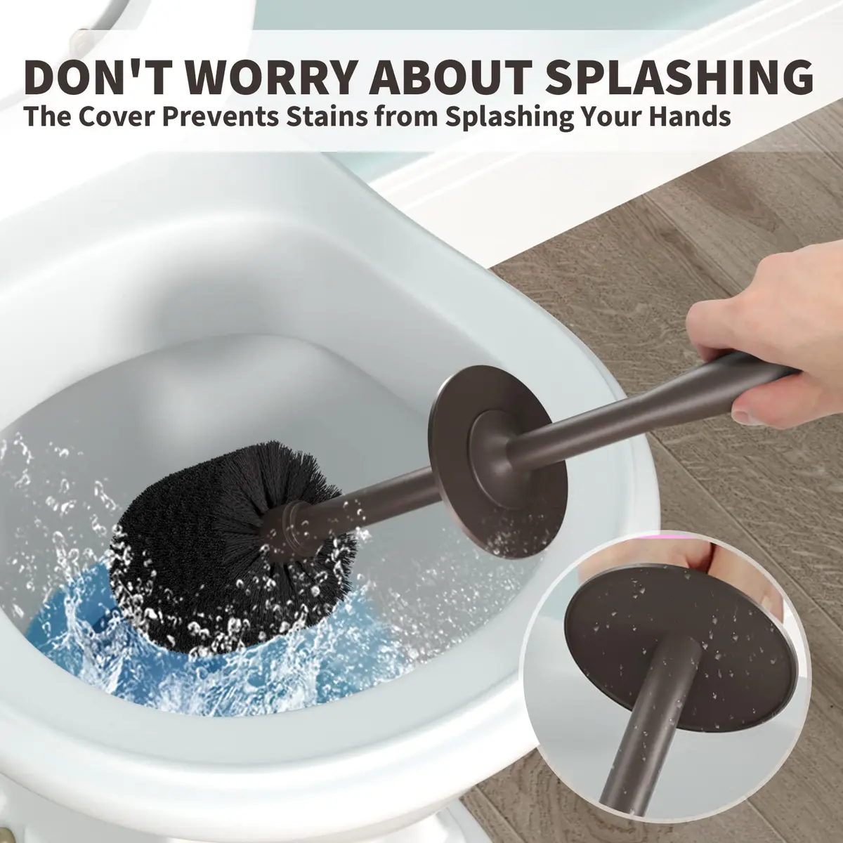 UPTRONIC Toilet Bowl Brush with Extra Long Handle & Holder | Brown, 1 Set - view 3
