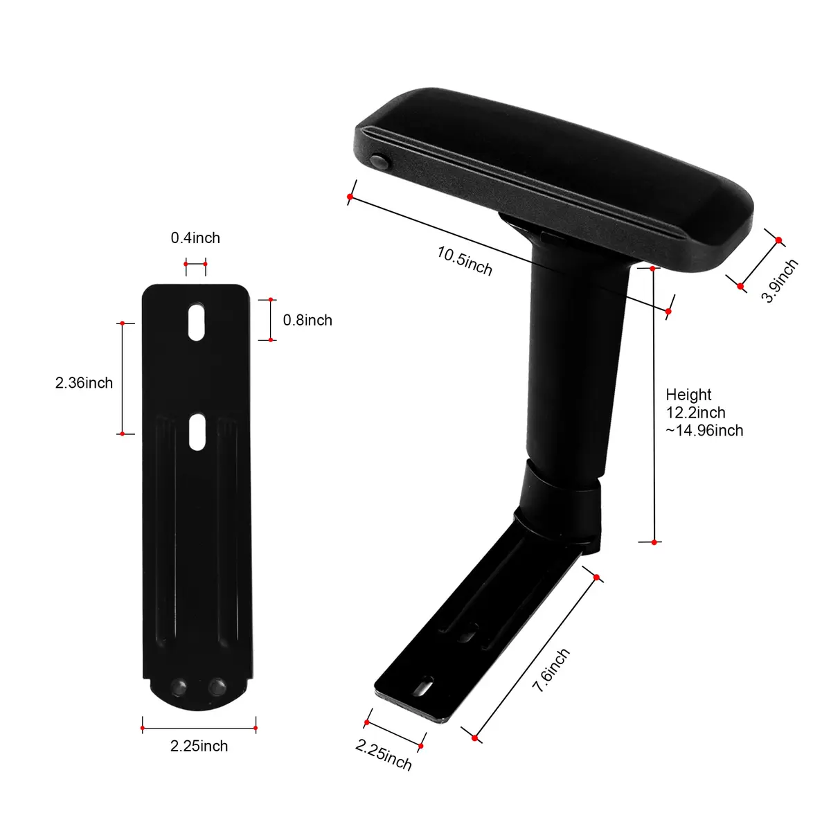 Frassie 4D Height Adjustable Chair Armrest Pair | Gaming Office Boss Chair Replacement - view 2