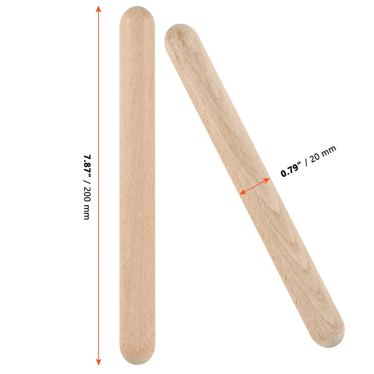 SINJEUN Wooden Rhythm Sticks 16 Pair | 8 Inch Classical Percussion Instrument for Students & Musicians - view 2