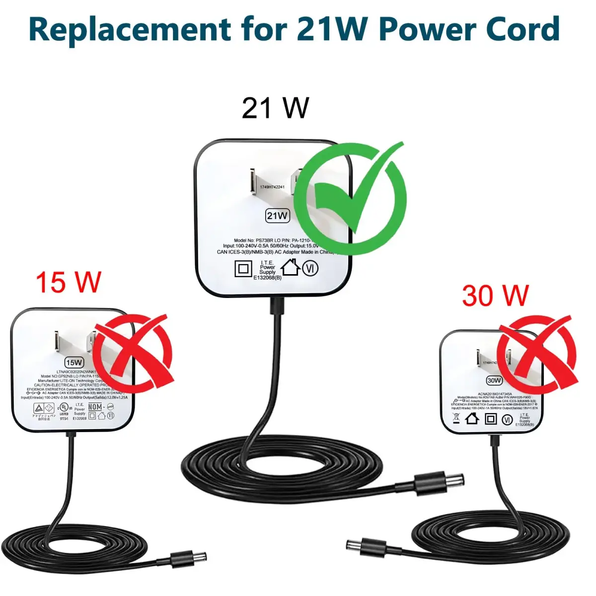 ZTTXL 21W Power Adapter for Echo Devices | 1.8m (5.87ft) AC Power Cord - view 7