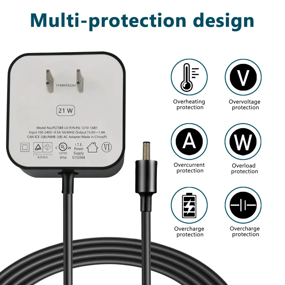 ZTTXL 21W Power Adapter for Echo Devices | 1.8m (5.87ft) AC Power Cord - view 4
