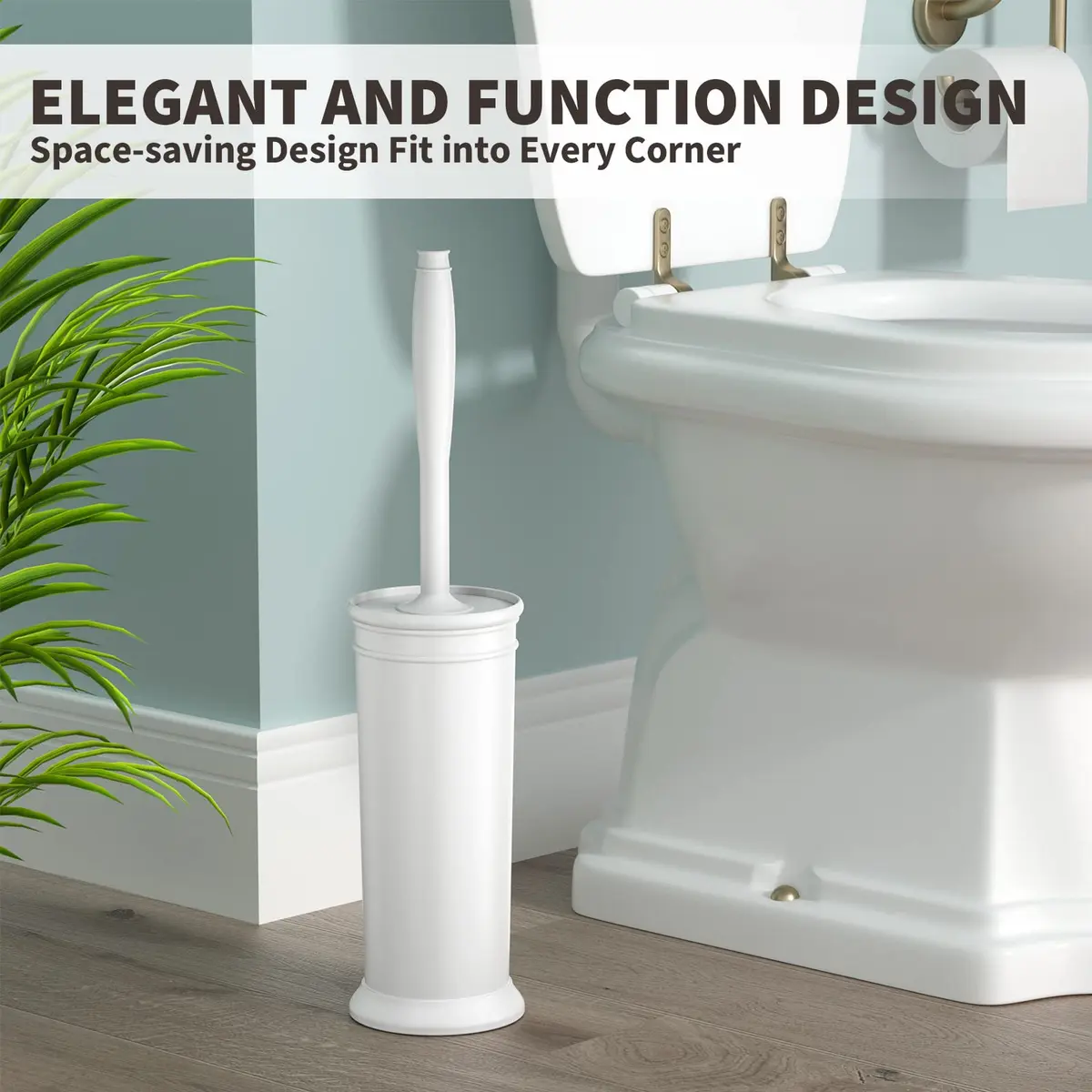 UPTRONIC Toilet Bowl Brush with Holder & Long Handle | White Toilet Scrubber Set - view 6