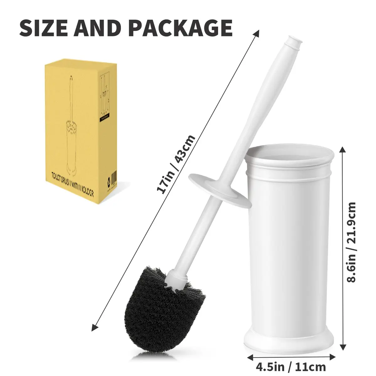 UPTRONIC Toilet Bowl Brush with Holder & Long Handle | White Toilet Scrubber Set - view 7
