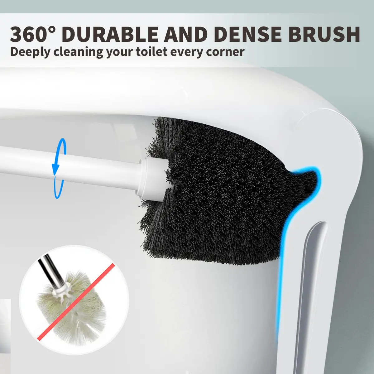 UPTRONIC Toilet Bowl Brush with Holder & Long Handle | White Toilet Scrubber Set - view 2