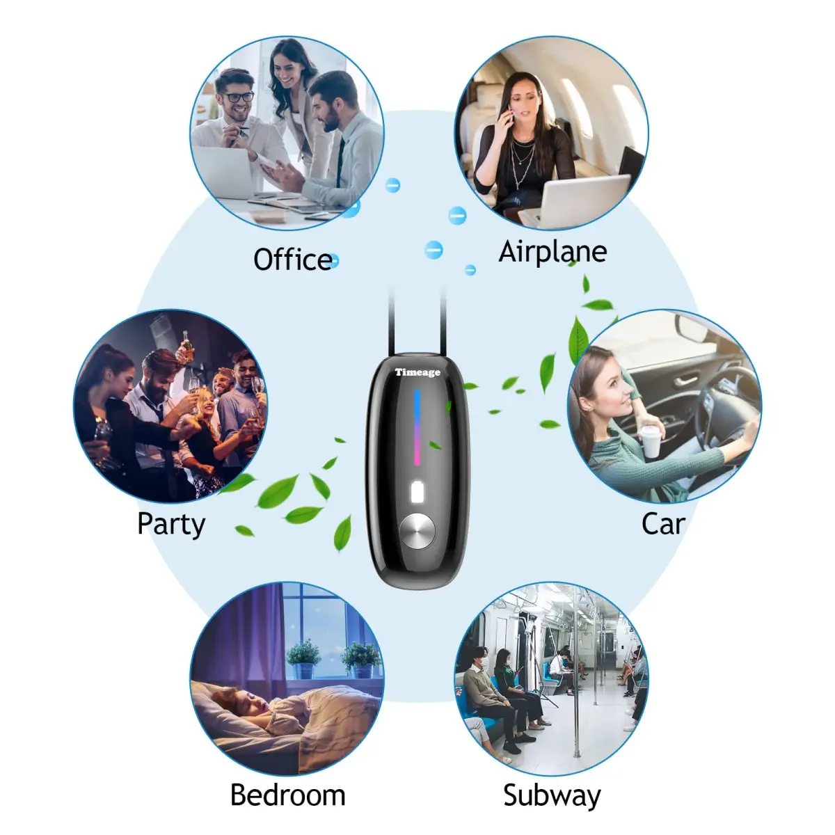 Timeage Black Wearable Personal Air Purifier Necklace | 120 Million Negative Ions - view 4
