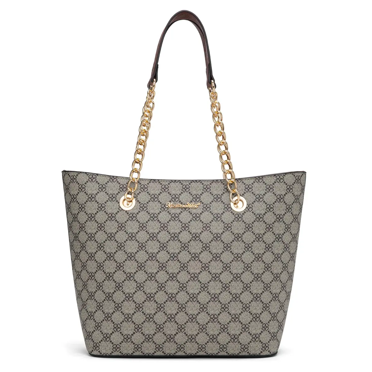 Montana West Tote Bag for Women Chain Top-handle Satchel Handbags Ladies Purses Shoulder Bags MWC-0391BR Brown Lucky Clover - main product image