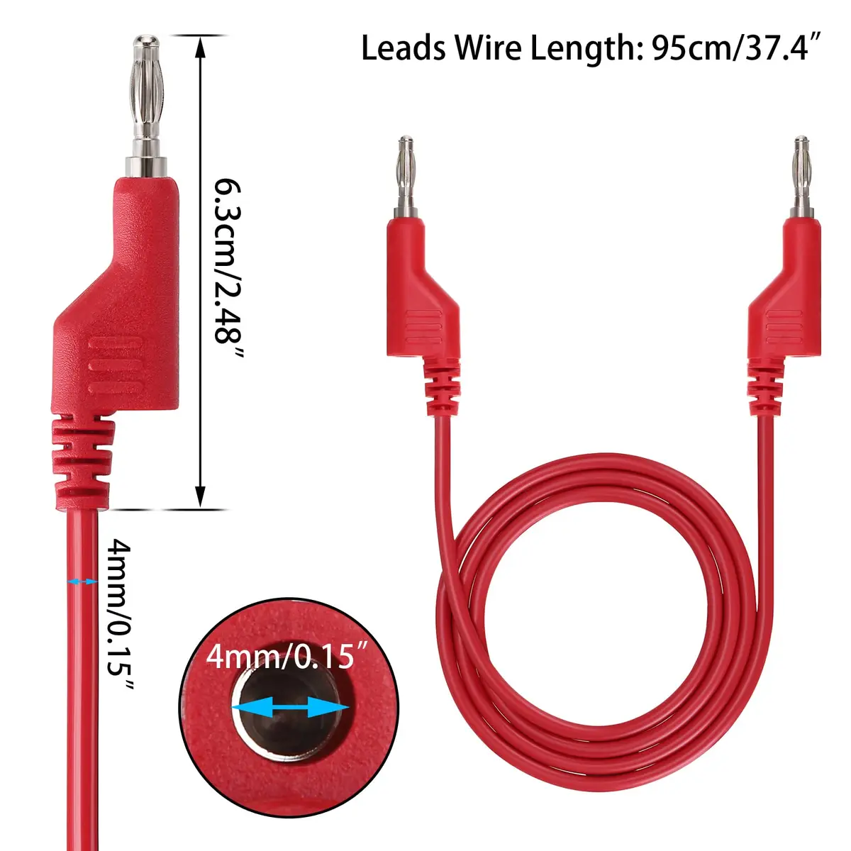 Sumnacon 2 Pcs 4mm Banana to Banana Plug Test Leads 1m (3.3Ft) | 1000V/15A Silicone Insulated - view 3