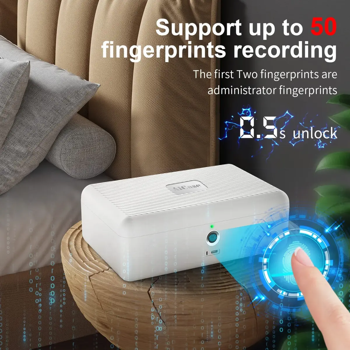 AICase Biometric Fingerprint Storage Box 22.99cm (9") | Quick Access Security for Valuables - view 2