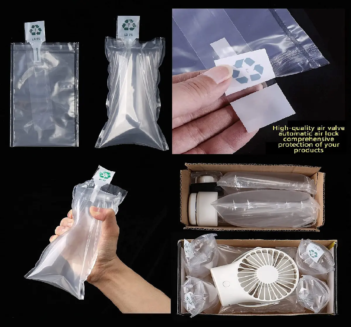 MIUPOO Clear Plastic Inflatable Air Bags 4x8 Inches (50-Pack) | Void Fill Packaging Cushion Protector - view 5