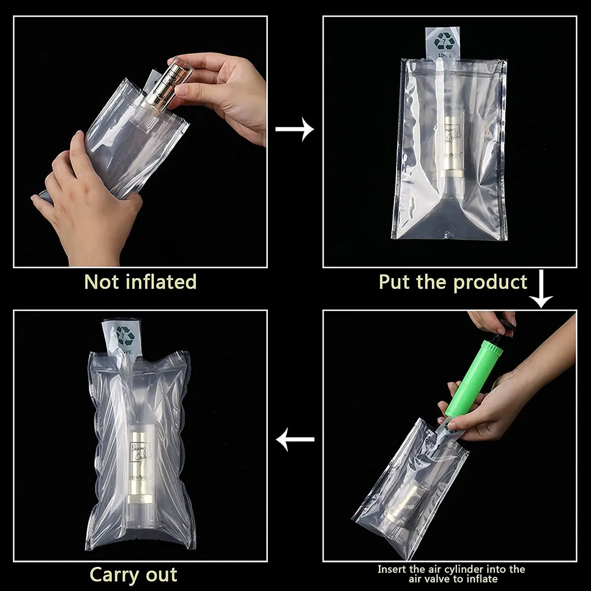 MIUPOO Clear Plastic Inflatable Air Bags 4x8 Inches (50-Pack) | Void Fill Packaging Cushion Protector - view 4