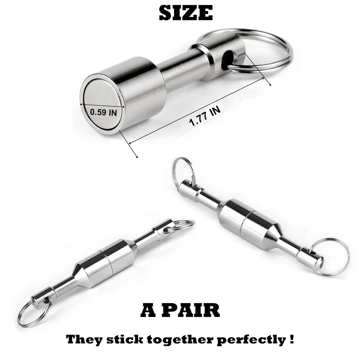 WELLZEER Keychain Magnet for Jewelry Testing 15mm x 45mm (2-Pack) | Strong Neodymium Metal Tester - view 2