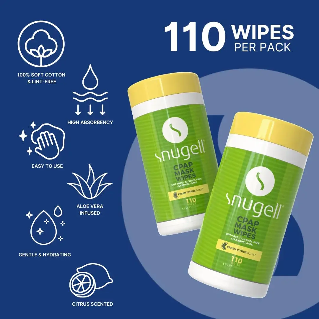 Snugell Citrus Scented CPAP Mask Wipes 110 Count | Alcohol-Free, Lint-Free Cotton for CPAP Equipment - view 2