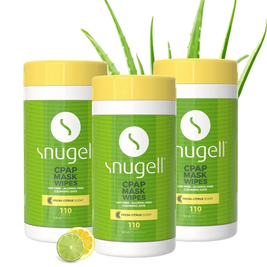 Snugell Citrus Scented CPAP Mask Wipes 330 Count (3-Pack) | Alcohol-Free Cotton Wipes for CPAP Cleaning - main product image