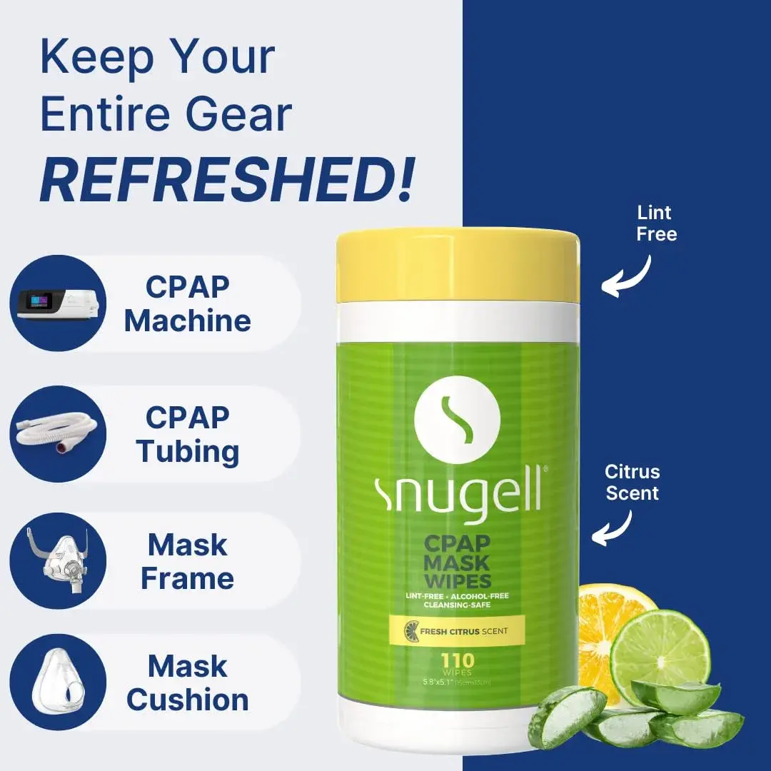 Snugell Citrus Scented CPAP Mask Wipes 330 Count (3-Pack) | Alcohol-Free Cotton Wipes for CPAP Cleaning - view 4