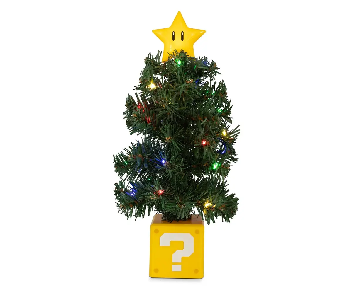 任天堂販売(Nintendo Sales) Super Mario Bros. Super Star LED Desktop Holiday Tree 30.48cm (12in) | Festive Gaming Decor - main product image