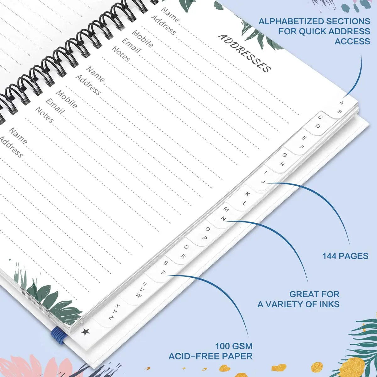 JUBTIC Address and Password Book with Alphabetical Tabs 5.2" x7.7" | Organized Contact & Password Keeper - view 5