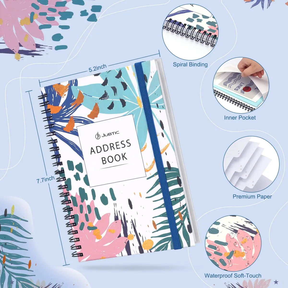 JUBTIC Address and Password Book with Alphabetical Tabs 5.2" x7.7" | Organized Contact & Password Keeper - view 2